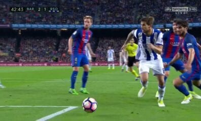 Spānijas čempionātā uzvaru izcīnījusi ”Barcelona”, kas uzveica ”Real Sociedad” 3:2 (+VIDEO)