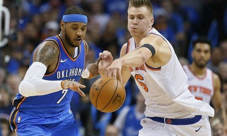 Carmelo Anthony, Kristaps Porzingis, www.sportazinas.com