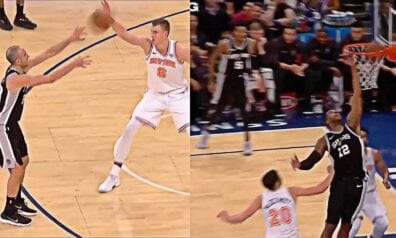 VIDEO: Džinobili trāpa kuriozu metienu, kuru nepamana pat tiesneši