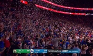 VIDEO: “76ers” arēnā uzvara tiek svinēta priekšlaicīgi