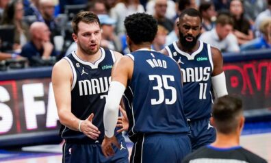 Luka Dončičs, Kristians Vuds un Tims Hārdavejs