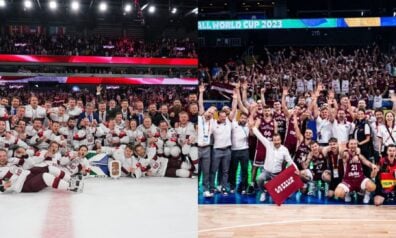 Latvijas hokeja izlase un Latvijas basketbola izlase