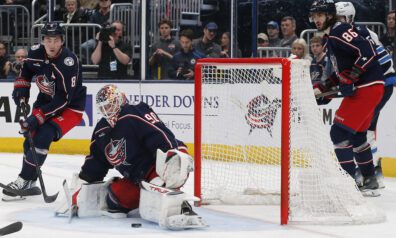 Merzļikins ielaiž četras ripas periodā, “Blue Jackets” cieš sagrāvi