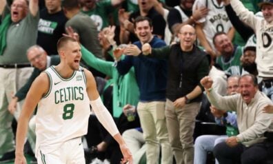 Neapturamais Porziņģis izdemolē Dalasu finālu debijā, “Celtics” sāk ar graujošu uzvaru