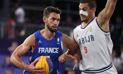 Francijas un Serbijas 3x3 basketbolisti