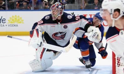 Merzļikins palīdz uzbrukumā un dara brīnumus vārtos “Blue Jackets” uzvarā
