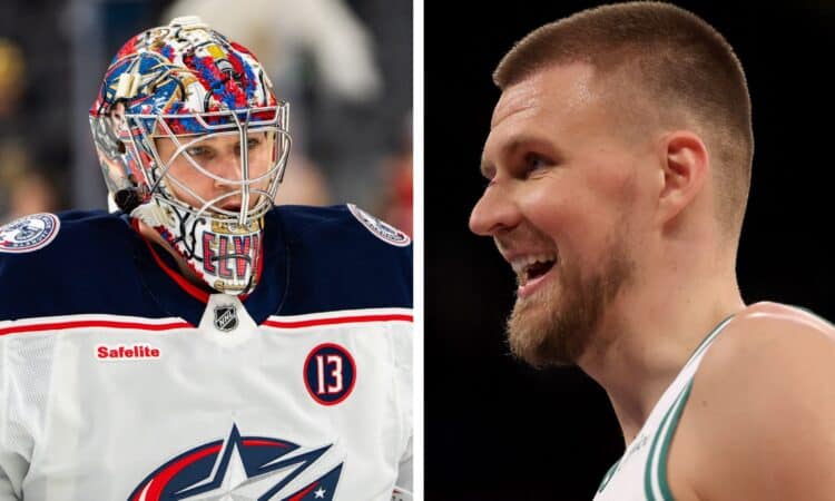 Elvis Merzļikins un Kristaps Porziņģis