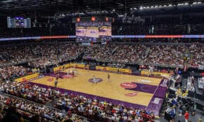 Xiaomi arēna Latvijas basketbola izlases spēlē pret Slovēniju
