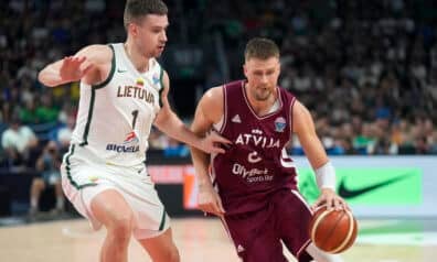 Mareks Blaževičs un Kristaps Porziņģis