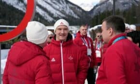 Valsts prezidents Edgars Rinkēvičs, Renārs Grantiņš un LOK prezidents Raimonds Lazdiņš