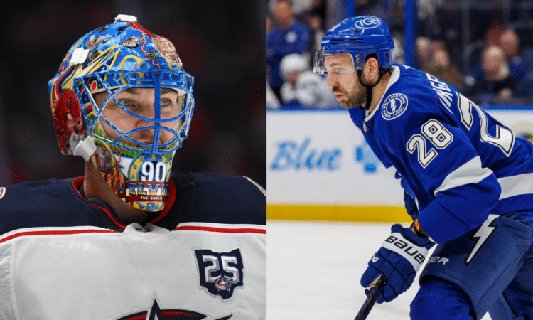 Elvis Merzļikins un Zemgus Girgensons