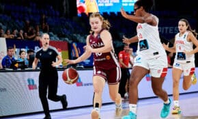 Latvijas un Spānijas U16 sieviešu basketbola izlases