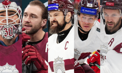 Elvis Merzļikins, Uvis Balinskis, Kaspars Daugaviņš, Sandis Vilmanis, Zemgus Girgensons